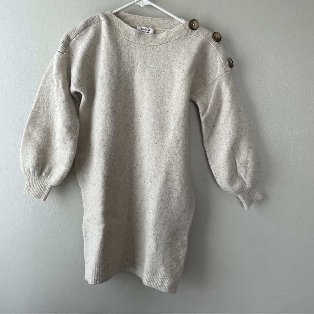 Madewell boatneck button shoulder Wool Dress - Picture 2 of 8
